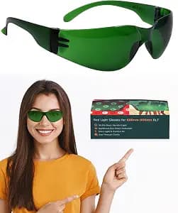 LIGHTMEUP Red Light Therapy Glasses,Eye Protection for Infrared & LED Light Sessions–Blocks 200-2000nm Harmful Wavelengths,Maintain Visibility,Lightweight Red Light Goggles