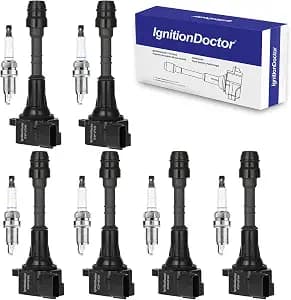 Set of 6 Ignition Coil Pack and Spark Plugs Fits Nissan Altima Maxima Murano Quest Frontier Pathfinder Xterra 2002 2003 2004 2005 2006 2007 2008 3.5L V6 Replaces UF349 224018H515 C1406