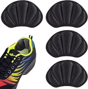 BIKBOK 4Pcs Unisex Heel Protectors for Loose Shoes, Heel Cushion with Self-Adhesive Pads for Sneaker Shoes Too Big (Black)