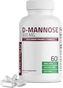Bronson D-Mannose 500 MG Vegetarian Friendly Formula Non-GMO, 60 Capsules