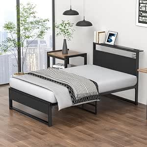 Rebebe 2025 Improved Model Bed Frame, Single Bed, Pipe Bed, Load Capacity 200kg, Sturdy Steel Pipe, No Wobbling, 30cm Space Under Bed, Easy to Clean, With 2 Outlets, Fast Charging, Small Item Storage