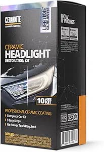 CERAKOTE® Ceramic Headlight Restoration Kit – Guaranteed To Last As Long As You Own Your Vehicle – Brings Headlights Back to Like New Condition - No Power Tools Required - 10 Wipe Kit