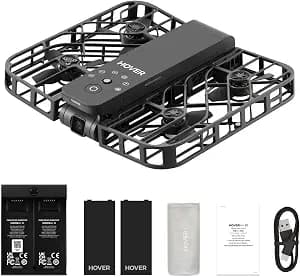 HOVERAir X1 Drone with Camera, Self-Flying Camera Drone with Follow Me Mode, Foldable Mini Drone with HDR Video Capture, Palm Takeoff, Intelligent Flight Paths, Hands-Free Control Black (Combo Plus)