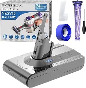 DTK Battery for Dyson V8 Battery SV10 SV25 Compatible with V8 Animal Absolute Fluffy Motorhead Trigger Car+Boat HEPA Slim with 2 Filters