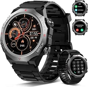 Smartwatch Herren Damen, Smart Watch mitTelefonfunktion 1,39" Touchscreen, Herzfrequenzmonitor Schlafmonitor IP68 Wasserdicht Sportuhr, 110+ Sportmodi Fitnessuhr für iOS Android, Tiefschwarz(2026)