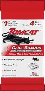 Tomcat Glue Boards with Eugenol — Enhanced Stickiness for Mice, Cockroaches & Insects, Flat or Covered Use, Ready-To-Use, 4 Traps