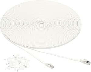 Amazon Basics 30.5m White Flat RJ45 CAT7 Gigabit Ethernet Patch Internet Cable