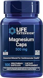 Life Extension Magnesium Caps, 500 mg, Magnesium Oxide, Citrate, and Succinate, Heart Health, Healthy Bones, Metabolism Support, 100 Vegetarian Capsules