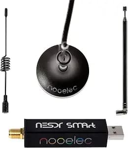 Nooelec RTL-SDR v5 Bundle - NESDR Smart HF/VHF/UHF (100kHz-1.75GHz) Software Defined Radio. Premium RTLSDR w/ 0.5PPM TCXO, SMA Input, Aluminum Enclosure & 3 Antennas. RTL2832U & R820T2-Based Radio