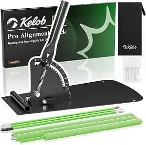 KELOB Golf Alignment Sticks Holder with Angle Adjustment, Metal Base & Metal Threaded Connectors, Golf Training Aid for Putting, Full Swing, Posture Correction, Golf Swing Trainer for Men and Women | Foam padding