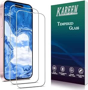KAREEN 2 Pack Screen Protector for iPhone 15 Plus/15 Pro Max 6.7-Inch Tempered Glass Film, Anti Scratch, Bubble Free, 9H Hardness, Easy to Install, Case Friendly