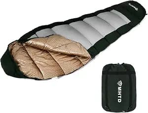 Winter Cold Weather Sleeping Bag for Adults 0 Degree,Cotton Canvas with YKK Zipper Compact Backpacking Mummy Camping Sleeping Bag
