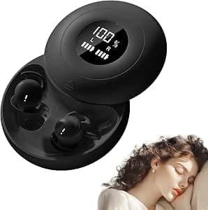 sunvito Sleep Headphones, Mini Headphones for Sleeping, Wireless Bluetooth 5.4 Liquid Silicone Headphones Sleep for Side Sleepers, Power Indicator for Training, Work, Travel (Black)