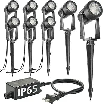 SUNTHIN Outdoor Landscape Lighting, 8 Pack LED Spot Lights Kit for Garden, Yard, House, Lawn, Tree, Flags, Fence Use, Warm White, IP65 Waterproof