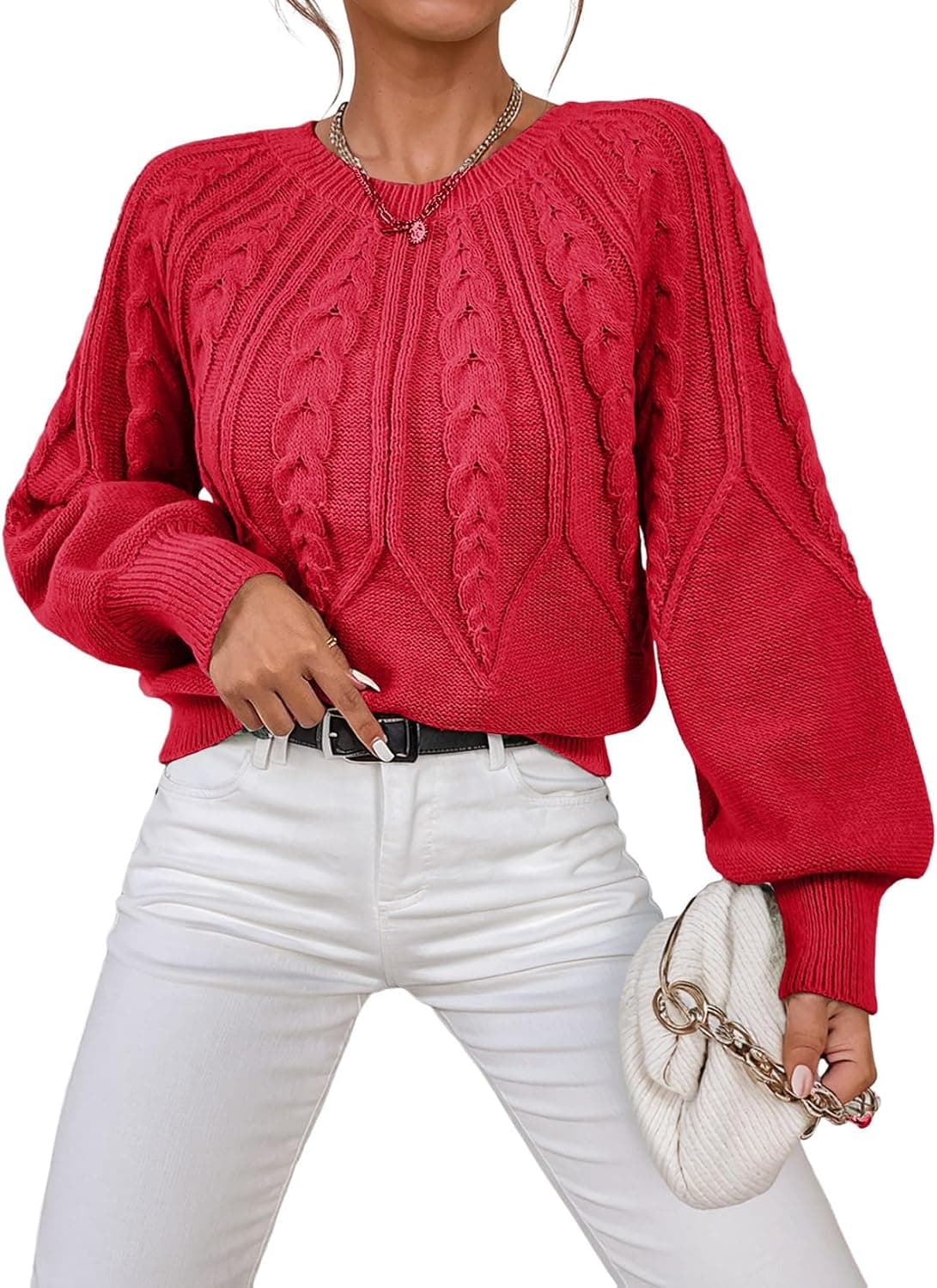 Dokotoo Womens Sweaters Long Sleeve Cable Knit Chunky Fall Tops