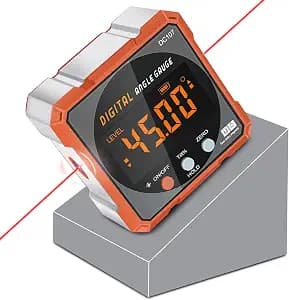 Digital Angle Finder Magnetic Electronic Angle Cube Dual Laser Gauge Digital Level with Slope Percentage Table Saw Miter Protractor Woodworking Measuring Tool Level Box for Hanging