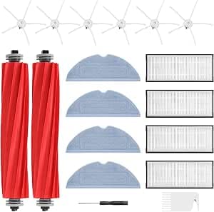 18 Pack S7 MaxV Ultra Accessories Compatible with Xiaomi Roborock S7 / S7+ S7 MaxV S7 MaxV Plus Vacuum Cleaner, Replacement Sets Include 2 x Main Brushes, 4 x Filters, 4 x Wipes, 6 x Side Brushes for