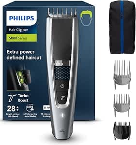 Philips HC5630/15 Series 5000 Hair Trimmer with 28 Length Settings, 3 Comb Attachments and Turbo Mode
