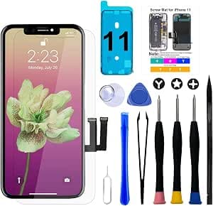 Brinonac for iPhone 11 LCD Screen Replacement Kit,6.1 inch 3D Touch Screen Display Digitizer Frame Assembly Set with Repair Tools,Adhesive and Tempered Glass for A2111/A2223/A2221