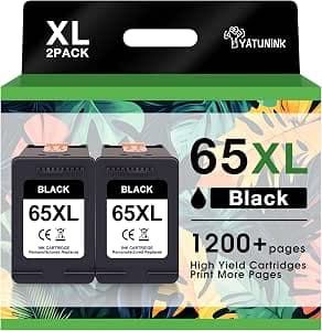 65XL Black Ink Cartridge Compatible for HP 65XL 65XL Ink Cartridge Works with Deskjet 3755 3720 3722 3752 2622 2652 2655 3772 Envy 5055 5052 5010 (Black, 2 Pack)