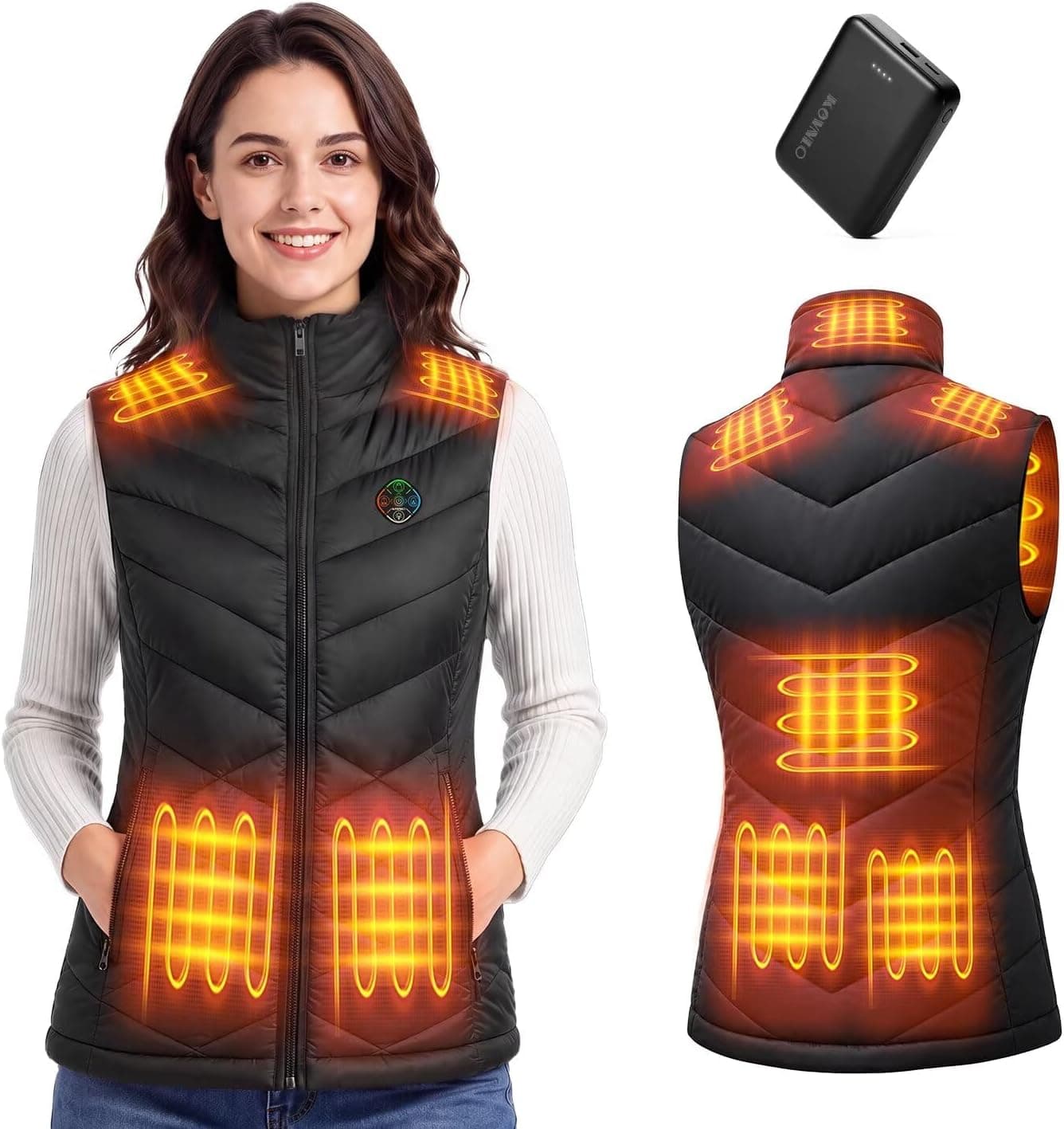 KOVNLO Heated Vest for Women With Battery Pack Included, Smart Controller with Light-out Design, Electric Heated Jackets