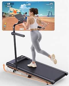 Superun Walking Pad Raceable 6% Incline 2.5HP Under Desk Treadmill 136KG Capacity MAX 12KM/H Foldable Treadmill with HIIT & MIIT Programs APP Control Portable Walking Machine for Home