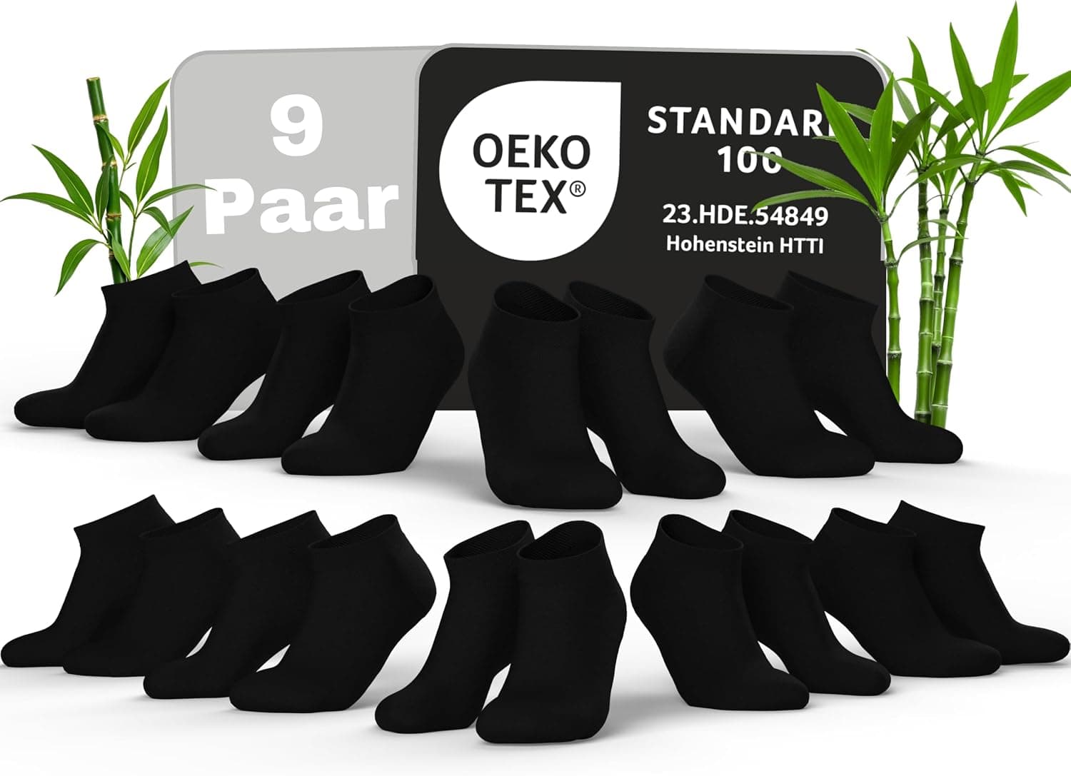 MEDOLY Bamboo Trainer Socks (9 Pairs) Against Sweaty Feet, Without Elastic Waistband, with 70% Viscose Made of Bamboo Cellulose, Trainer Socks for Men and Women