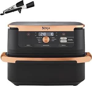 Ninja Foodi FlexDrawer Air Fryer, Dual Zone with Removable Divider, Large 10.4L Drawer, 7-in-1, Air-Fryer, Air Fry, Roast, Bake, Crisp, Non-Stick Dishwasher Safe Parts, Black and Copper, AF500UKCP