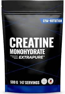 Creatine Monohydrate Powder 500 g, Micronised Quality Creatine Monohydrate with Optimal High-Dose, Pure, 100% Vegan, Laboratory-Tested