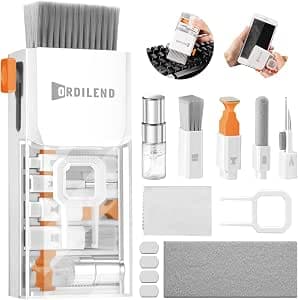 Ordilend Keyboard Cleaning Set, 10-in-1 Mobile Phone Screen Cleaner Kit, with Brush for Keyboard, Laptop, Tablet, Computer, PC Monitor, Camera, with Spray, with Patent