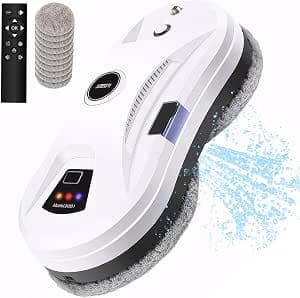 Window Cleaner Robot, Smart Automatic Window Cleaning Robot with Water Spray, Electric Intelligent Robot Windows Cleaner Glass Cleaning with Remote Control 2800Pa Suction