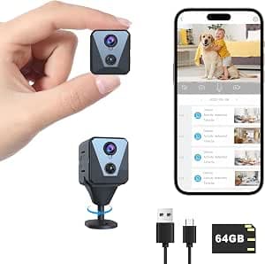 Hidden Spy Camera, 2K WiFi Mini Camera with 64G SD Card, 100 Days Standby Battery Life, Cloud & SD Storage, Clear Night Vision, AI Motion Detection, Real-Time Record Security Wireless Camera Nanny Cam