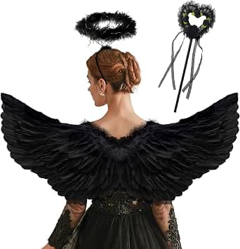 Angel Costume Women, Angel Wings Cupid Costume Women with Halo Angel for Angel Costume Women Children Men Adults for Carnival Birthday Themed Party