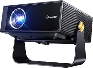 SOOMFON SK3 Smart Projector with WiFi and Bluetooth 1080P Native HDR10 - Portable Outdoor Movie Mini Projector with Stand Auto Focus & Keystone, Zoom for Home/Bedroom Compatible with Netflix
