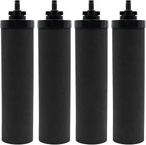 Water Filter Replacement for Berkey® BB9-2 Black Activated Carbon Filters, Black Purification Elements Compatible with Berkey® Gravity Water Filter System 4PCS