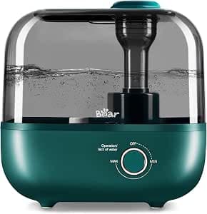 BEAR 5L Top Fill Humidifier, 28dB Ultra Quiet for Babies and Plants, Works Up to 35 Hours, with Aroma Tray, 360° Rotatable Steam Nozzle, Auto Shut-Off