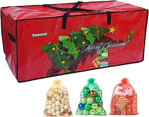 Christmas Tree Storage Bag 7.5FT, Heavy-Duty Christmas Tree Bag,Extra-Thick Durable Waterproof Material,Christmas Tree Storage for Disassembling Artificial Tree with 3 Organizer Pouches