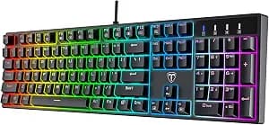 RisoPhy Mechanical Gaming Keyboard, Blue Switch USB Wired Keyboard, 20 RGB Light up Backlit Modes, 104 Key Full Size Clicky Keyboards, Anti-Ghosting/Spill-Resistant Rainbow LEDKeyboards for PC(Black)