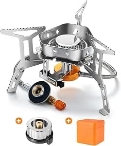 Odoland 3500W Windproof Camping Gas Stove Portable Collapsible Outdoor Camping Stove with Piezo Ignition Backpacking Stove for Outdoor Cooking Hiking Picnic and Trekking