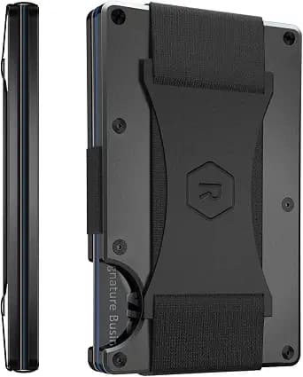 Ridge Wallet for Men - Slim Minimalist Compact Wallet and Card Holder, RFID Protected Front Pocket Wallets for Men with Integrated Cash Strap (Gunmetal)