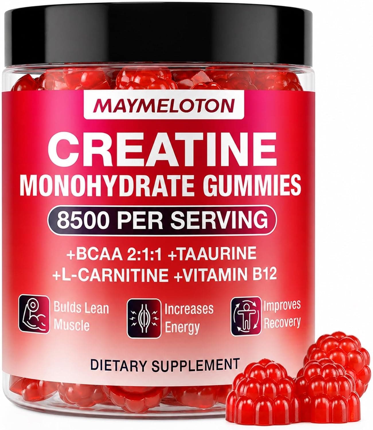 Creatine Gummies for Women & Men, 120 Count Creatine Monohydrate Gummies, Creatine Supplement for Muscle Strength, Workout Performance, Energy Support & Recovery, Pre & Post Workout, Raspberry Flavor
