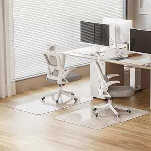 WASJOYE 2PCS Office Chair Mat for Hard Floor, Floor Protector 90x120cm, Large Gaming Chair Mat
