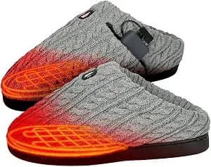 ActionHeat 5V Cable Knit Heated Slippers – Rechargeable Battery-Operated Winter Shoes for Home – Up to 130°F Heating