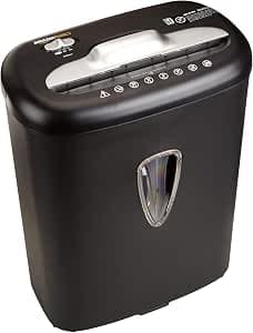 Amazon Basics 7-8 Sheet Cross Cut Paper and Credit Card Shredder with 15.5L Bin for Business & Home Office Use with Reverse Function, Black