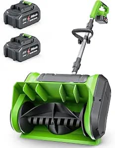 DEGGE Electric Cordless Snow Shovel, 2X 3.0Ah/ 21V/ 12-Inch Battery Snow Blower with Directional Plate & Adjustable Front Handle, Snow Removal for Driveway Sidewalk, Steps, Patio (Charger Included)