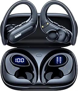 Active Noise Cancelling Ear Buds Wireless Earbuds 90Hrs Playtime Bluetooth Headphones with Hi-Res Stereo Deep Bass Power Display Earphones with Earhooks Waterproof Transparency Headset for Sports/Gym