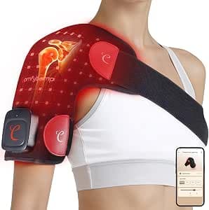 Comfytemp Cordless Red Light Therapy for Shoulder, 94 LEDs FSA Eligible HSA Near Infrared Light Wrap, 3D Portable Heated Shoulder Pad for Joint, Valentines Day Gifts for Her Him (No Massage,One Size)