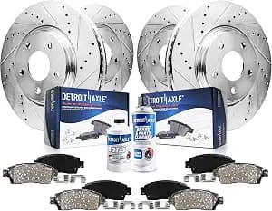Detroit Axle - Brake Kit for Chevrolet Impala Malibu Buick LaCrosse Regal Allure, Replacement Drilled Slotted Disc Brake Rotors Ceramic Brakes Pads : 12.64" inch Front & 12.40" inch VENTED Rear Rotor