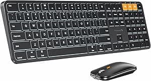 ProtoArc Backlit Bluetooth Keyboard and Mouse for Mac, KM100-A Multi-Device Wireless Keyboard Mouse for Mac, Full Size Rechargeable for MacBook Pro/Air, iPhone, iPad, Black