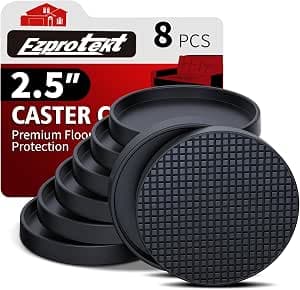 Ezprotekt 2.5 inch Non Slip Furniture Coasters - 8 Pcs Round Rubber Non Skid Furniture Pads Caster Cups for Hardwoods Floors, Anti Slide Furniture Feet Floor Protectors for Bed Couch Stoppers (Black)